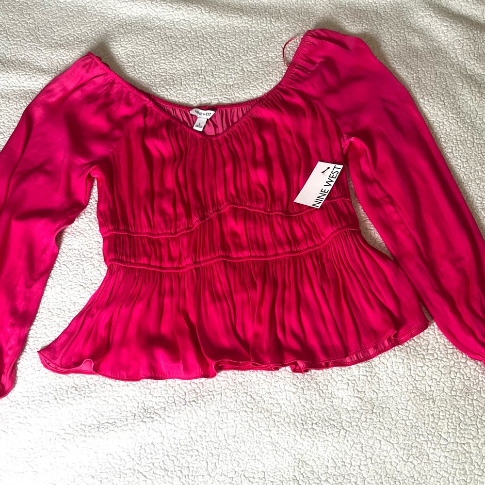 Nine West Fuchsia Long Sleeve Blouse - Picture 6 of 8